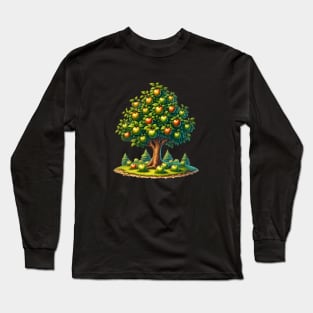 Apples Meadow Forest Colorful Trees Long Sleeve T-Shirt